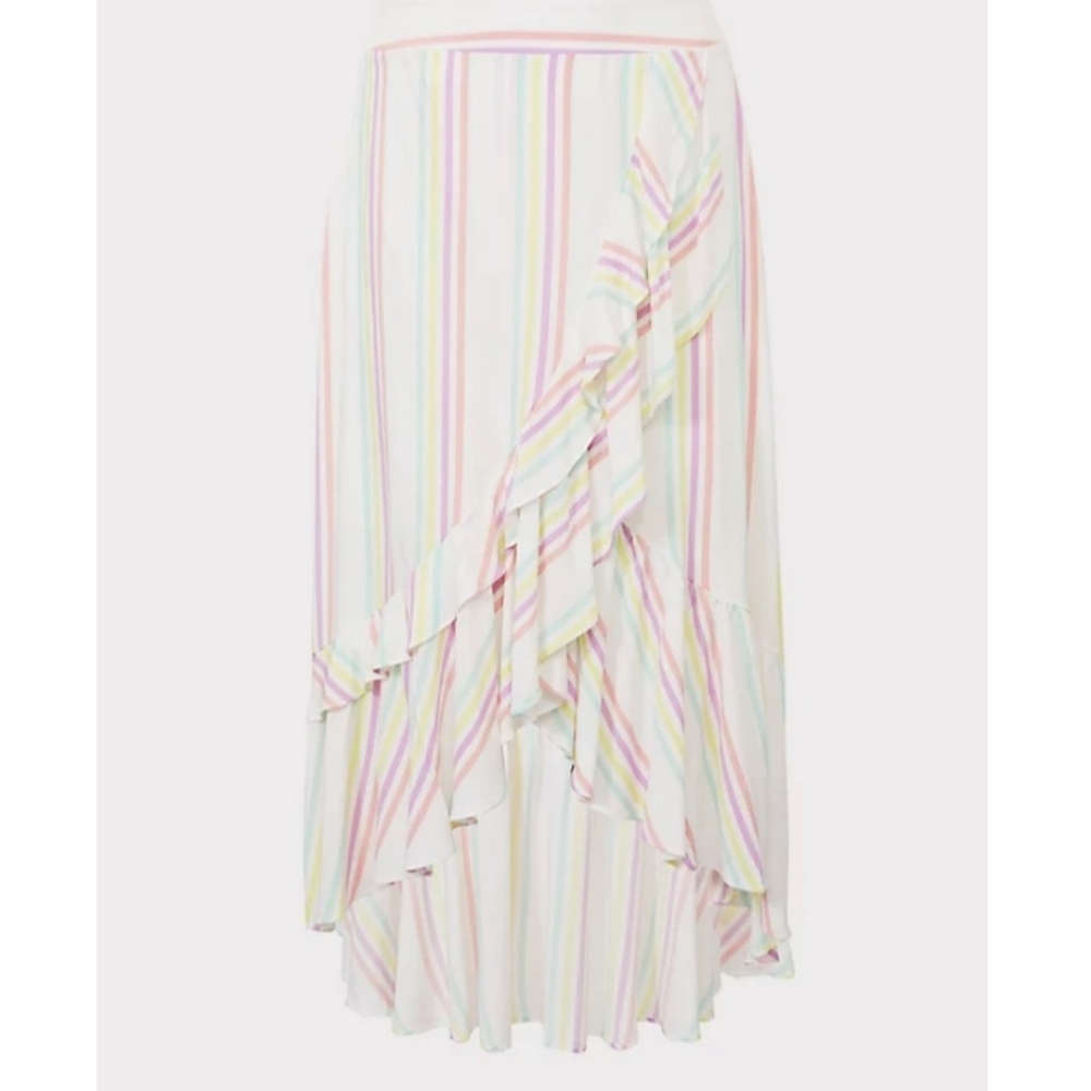 Torrid Multi Stripe Ruffle Hi-Lo Maxi Skirt Size 2